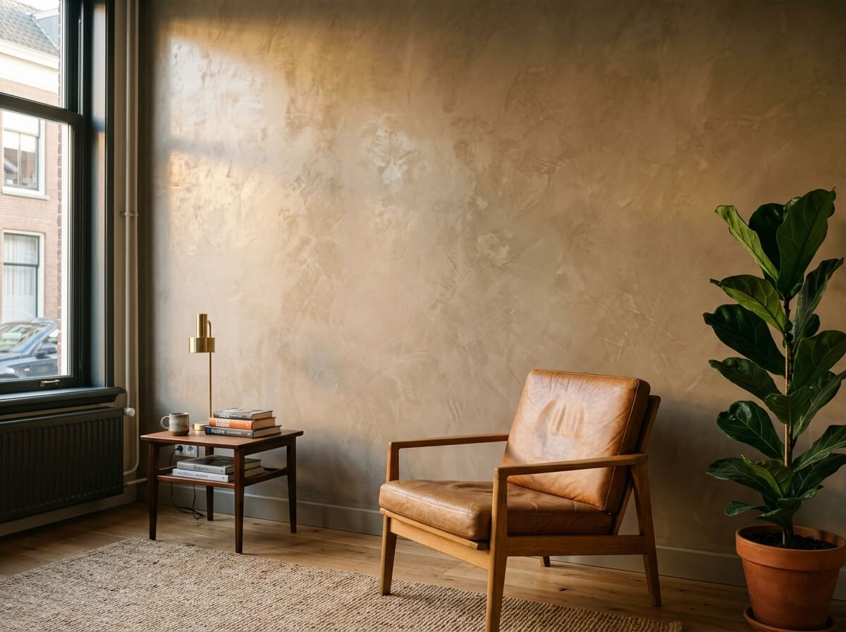 Sfeervol interieur met stucwerk wanden en plafond